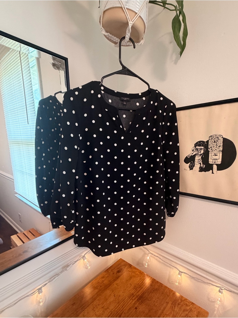Talbots Black and White Polka Dot Blouse